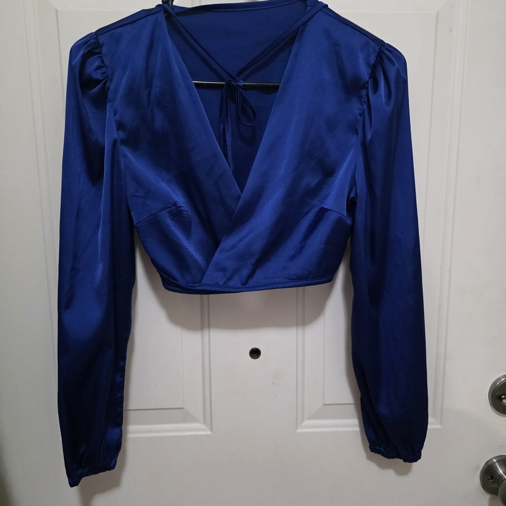SHEIN Royal Blue Wrap Blouse